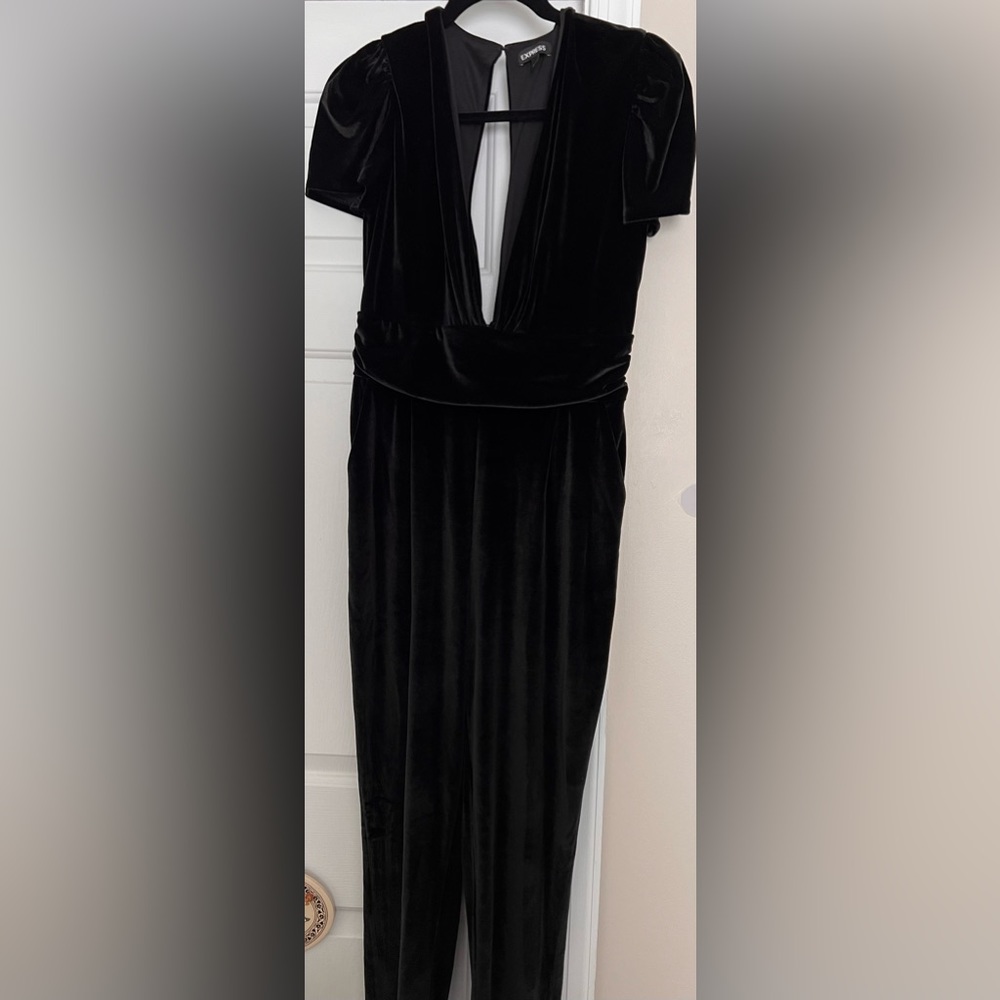 Express Black Velvet Jumpsuit